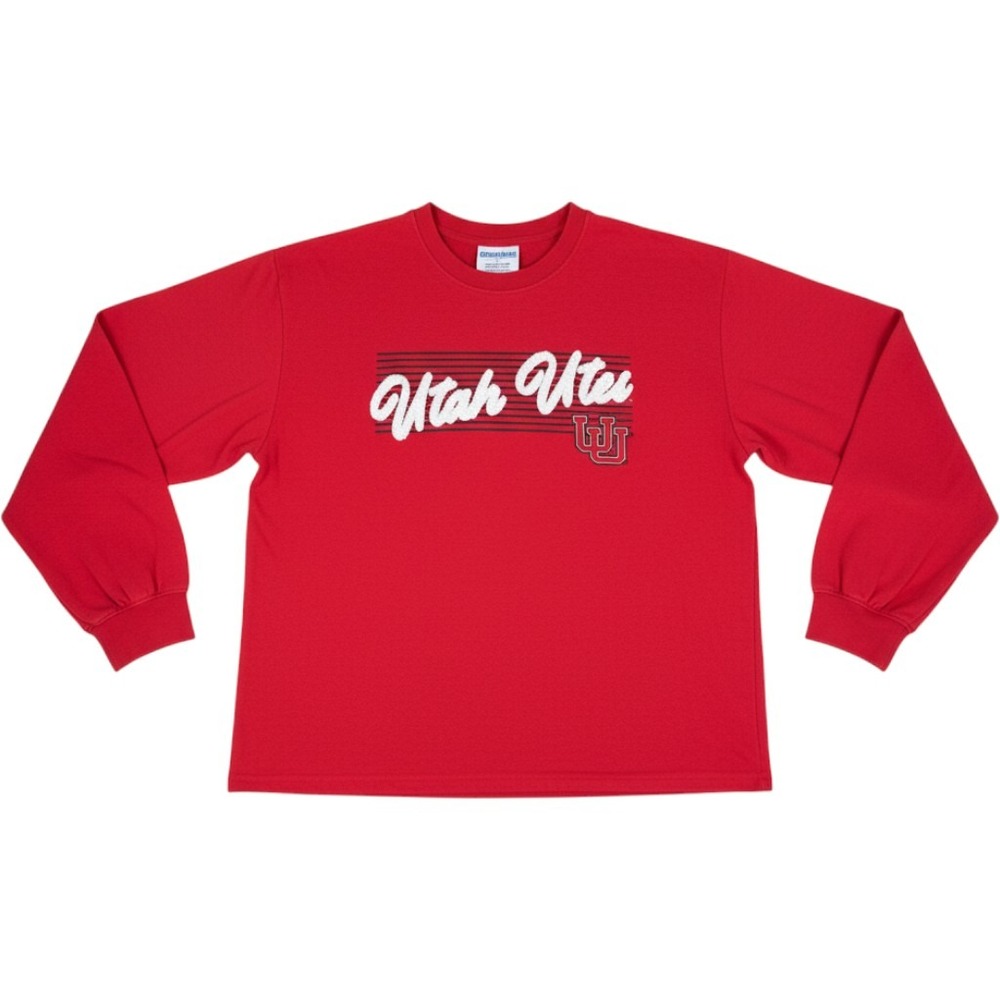 Champion Utah Utes Sweatshirt Graphic Logo Red Large Cotton Blend Women